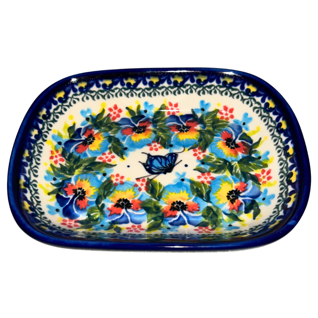 Kalich polish pottery butter platter 736 pansies