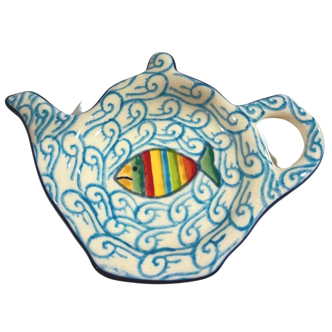 Ceramika Artystyczna 2540X POLISH POTTERY TEABAG REST RAINBOW FISH