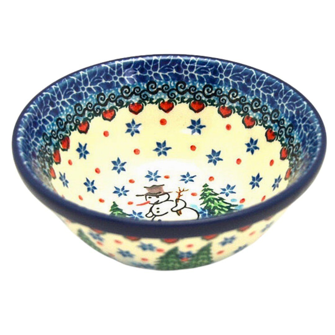 ca u4661 polish pottery deep dish 5 inch bowl unikat snowmen