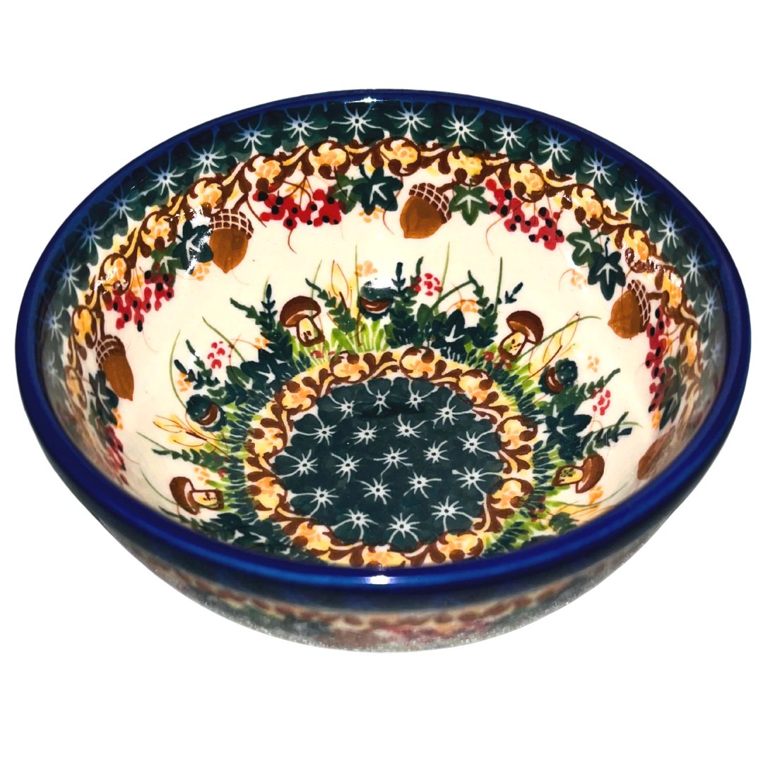 kalich polish pottery 5 in bowl 1046 hedgehogs acorns
