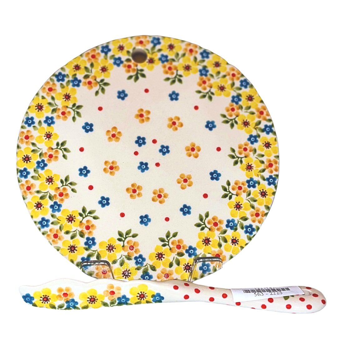 ca 2225x polish pottery 8 in cutting board with spreader