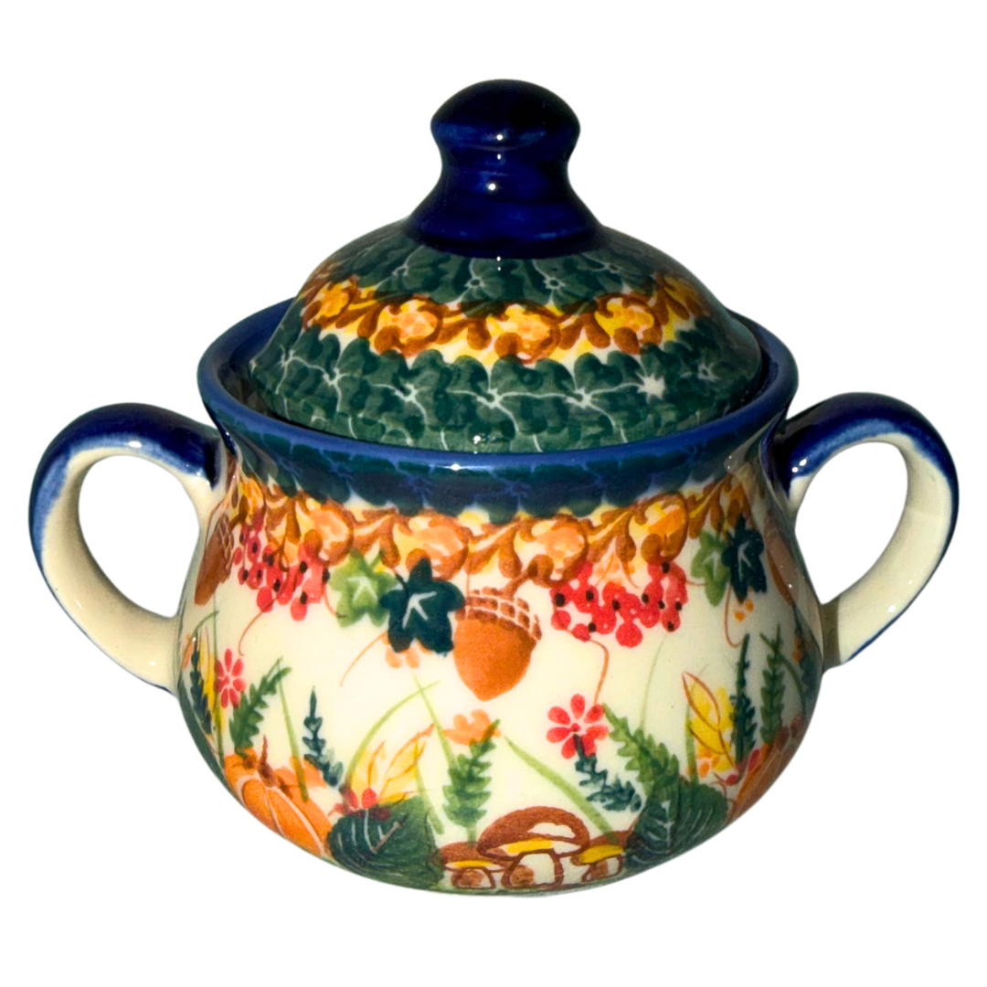 Charming Ceramika Kalich Pattern 1046 Hedgehogs and Acorns Polish pottery. Hand-painted with hedgehogs, acorns & leaves. Dishwasher, microwave & oven safe.