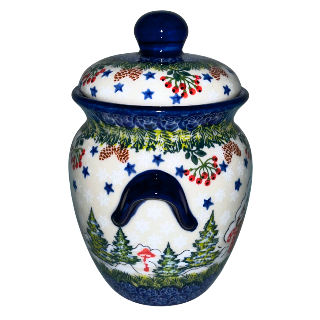 Kalich Polish Pottery Cookie Jar Container 25 oz Gingerbread Cottage