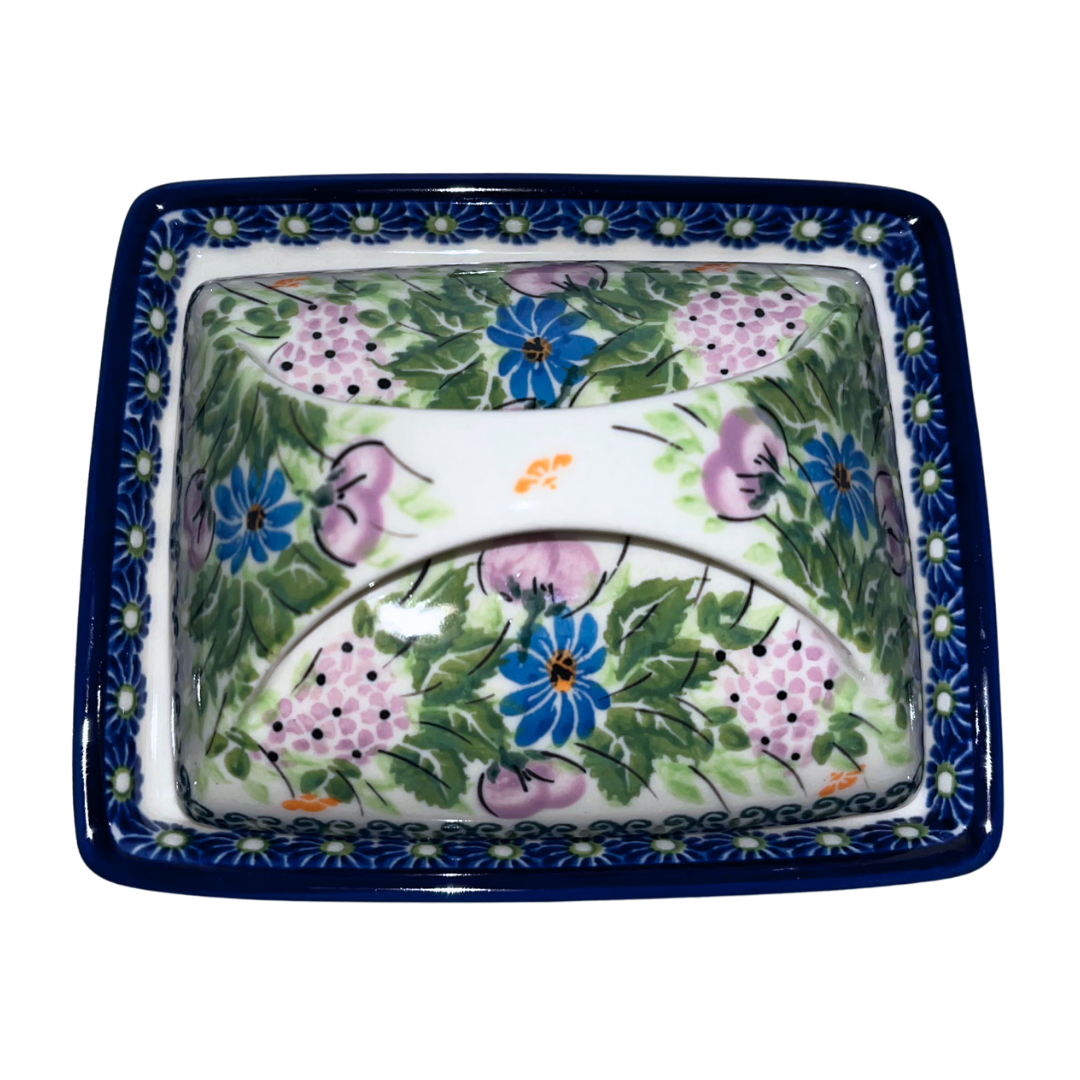 Ceramika Kalich Loving Lavender sugar bowl in pattern 902/1. Hand-painted Polish pottery with floral design, lid included, durable stoneware, dishwasher safe.