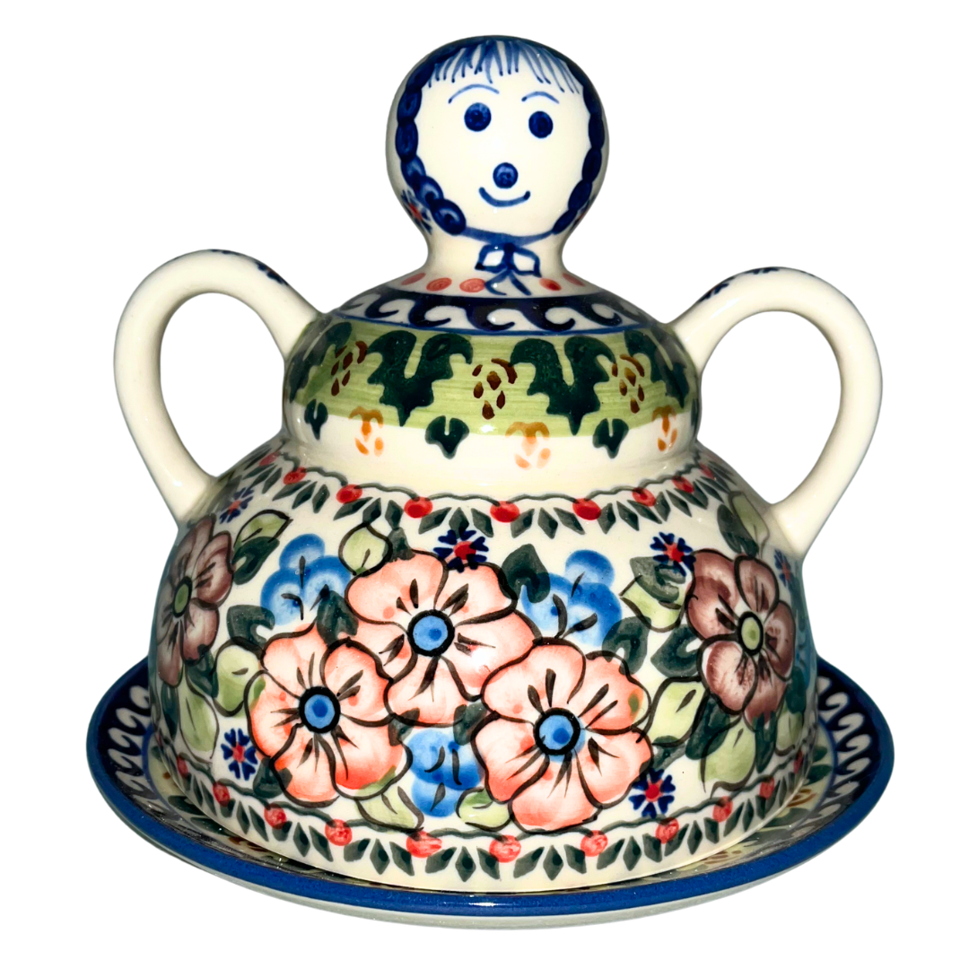 WIZA Polish Pottery 8 inch Cheese Lady Unikat Pattern U13