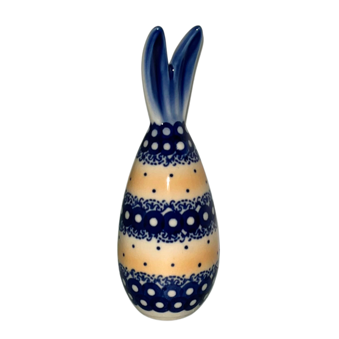 Kaola Studio Polish Pottery 5.75 inch Tall Ears Bunny Peach / Cobalt signed by AK 2025