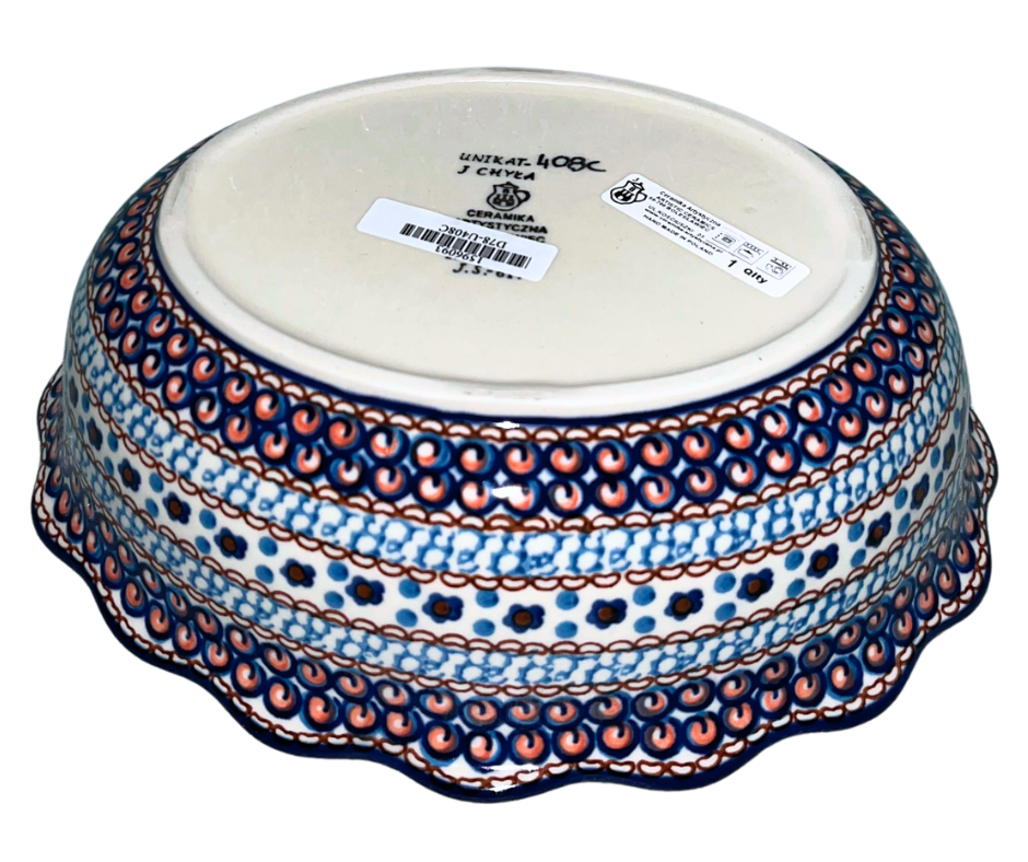 Ceramika Artystyczna Unikat U408c Cobalt Poppies Polish pottery. Hand-painted stoneware with bold cobalt florals. Dishwasher, microwave & oven safe. Handmade in Poland.