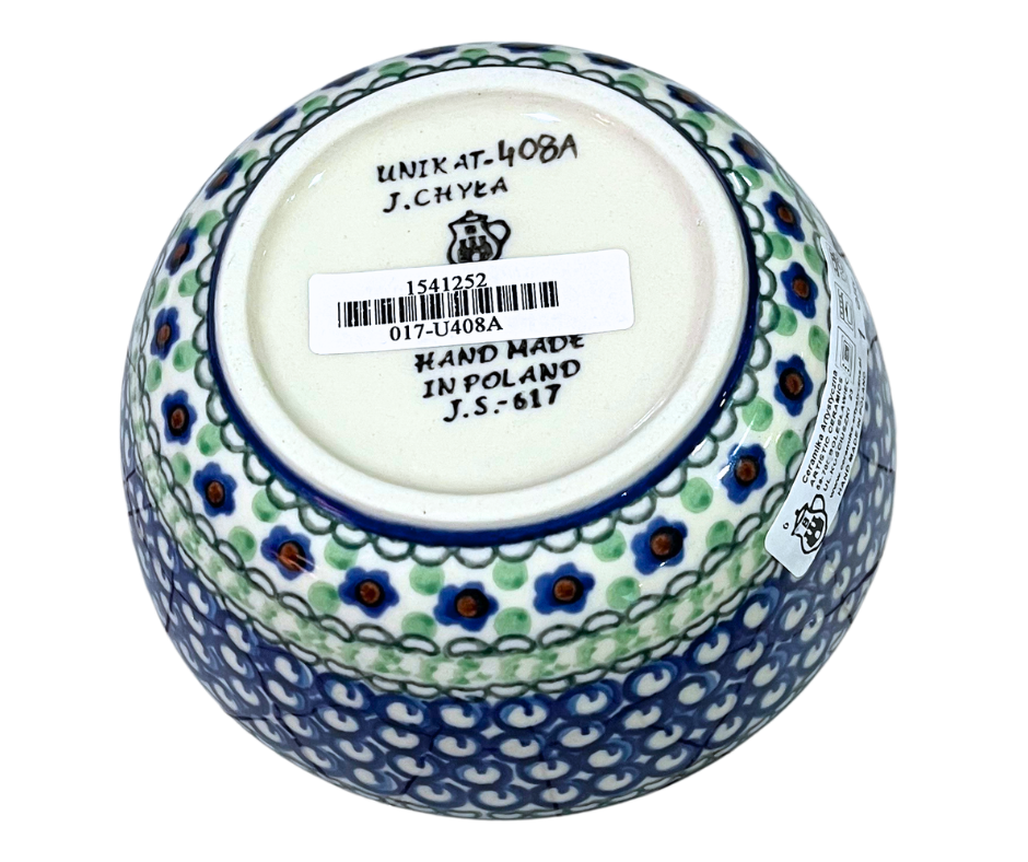 Ice Cream Bowl 5 inch ceramika artystyczna u408a green poppies