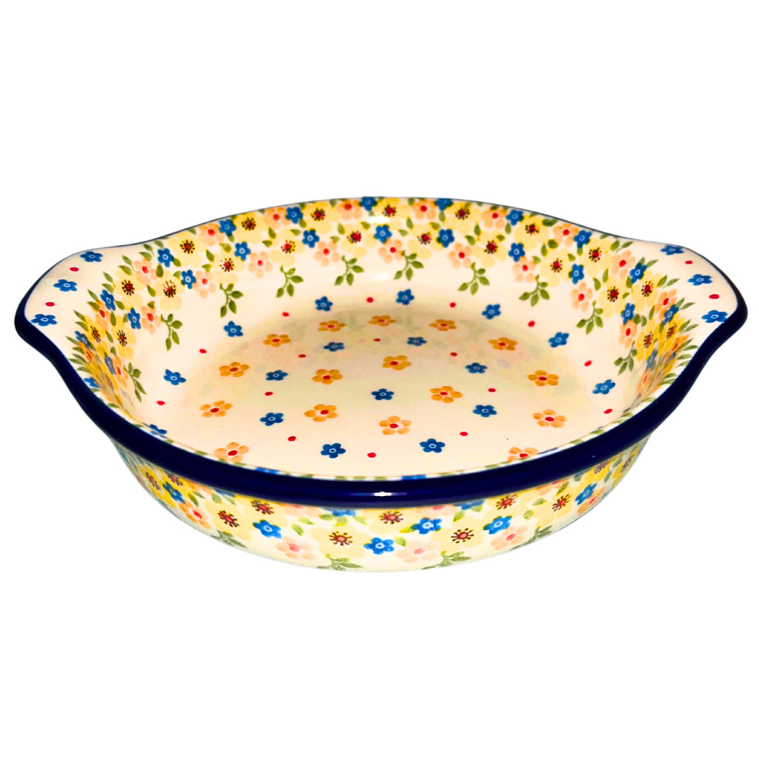 Hand-painted Polish pottery in Buttercup (2225X) features bright yellow florals and classic craftsmanship. Durable, dishwasher-safe, and made in Poland.