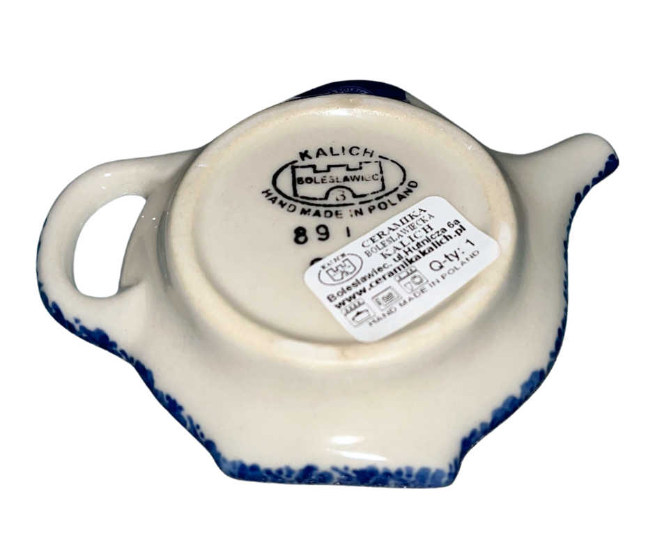 Hand-painted Polish pottery in Kalich Pattern 891 featuring vibrant poppies, blue flowers, and cobalt trim. Durable stoneware for everyday use.