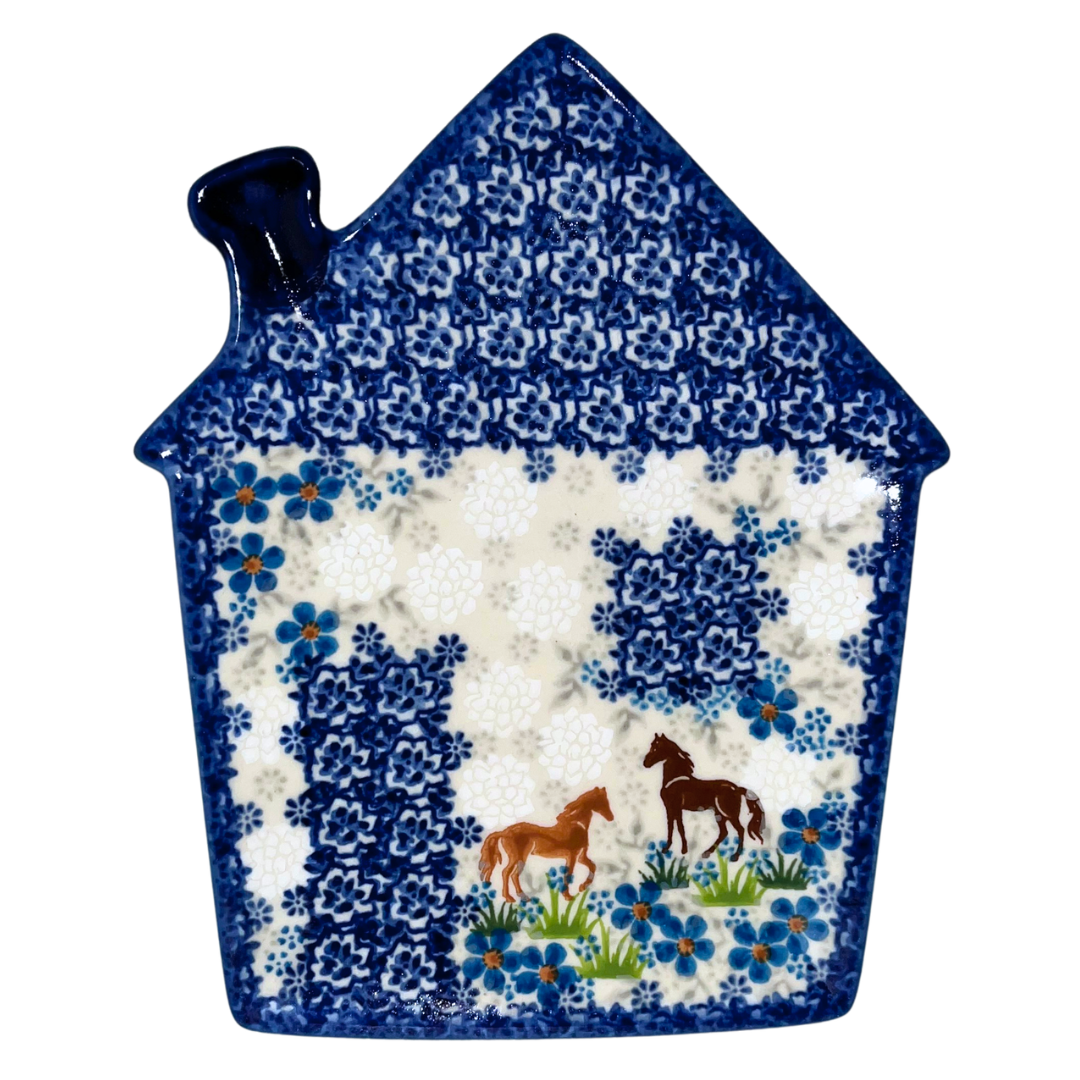 KALICH Polish Pottery House Plate 1311 Blue Meadow Horses