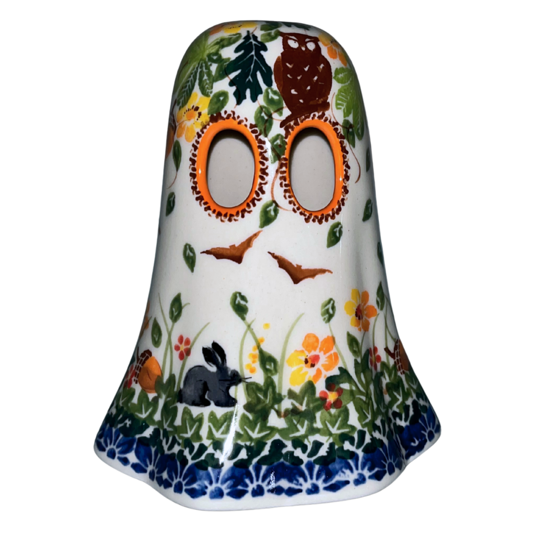 Kalich Polish Pottery Halloween Tea Light Brown Owl & Bunny