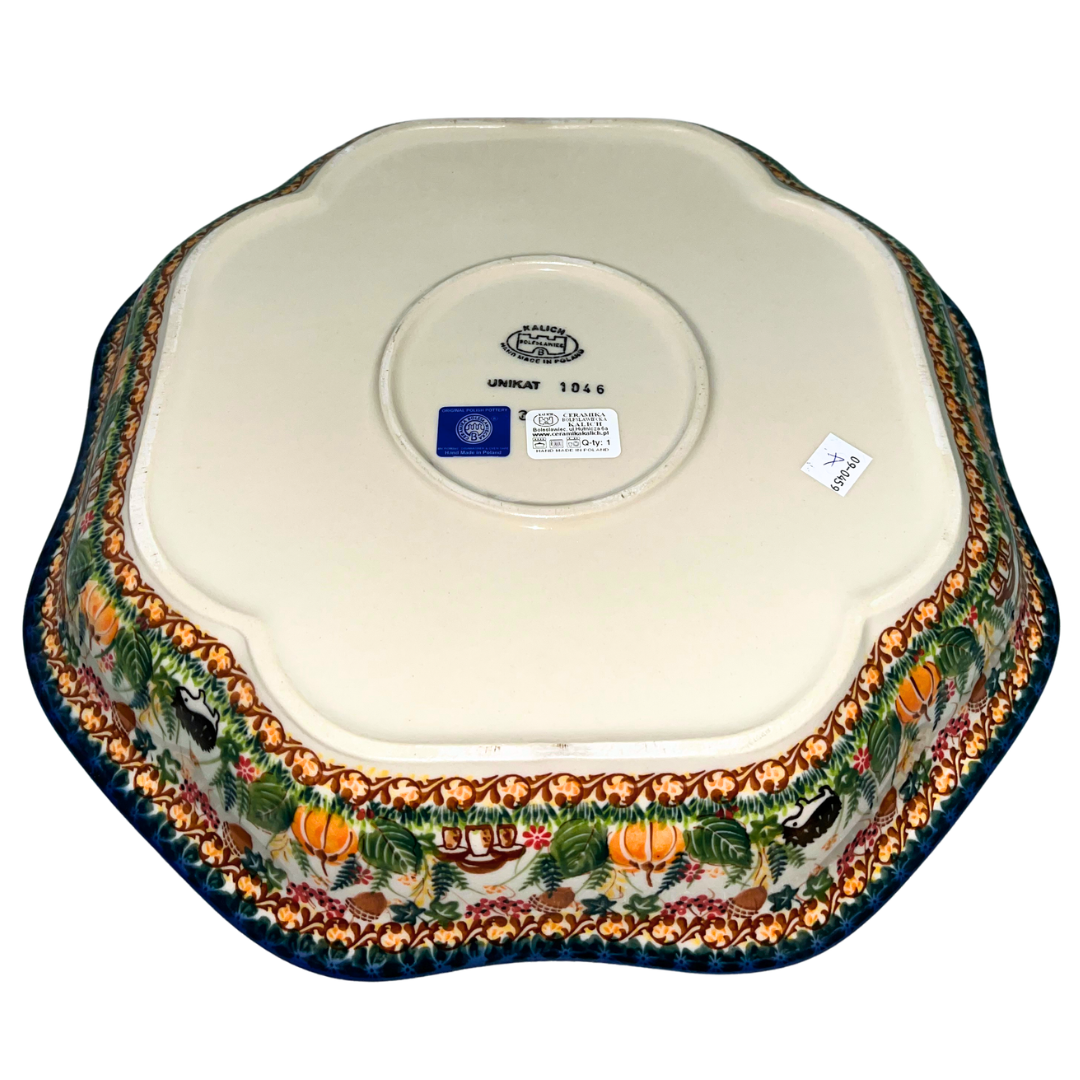 Ceramika Kalich Polish pottery hedgehog pattern 1046. Hand-painted stoneware with woodland design. Durable, oven-safe, and perfect for everyday use or gifting.