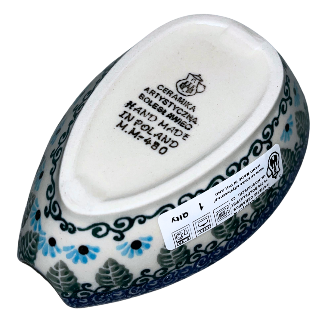 Ceramika Artystyczna pattern U4992 Polish pottery. Hand-painted blue Forget Me Not floral design on durable stoneware. Elegant, dishwasher safe, and perfect for everyday use or display.