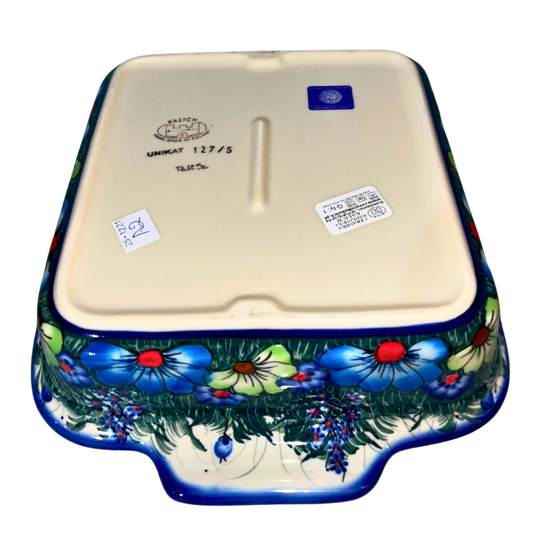 Ceramika Kalich Pattern 127/5 Wildflowers Polish pottery with colorful hand-painted floral design. Authentic Bolesławiec stoneware, durable, dishwasher, microwave, oven, and freezer safe.