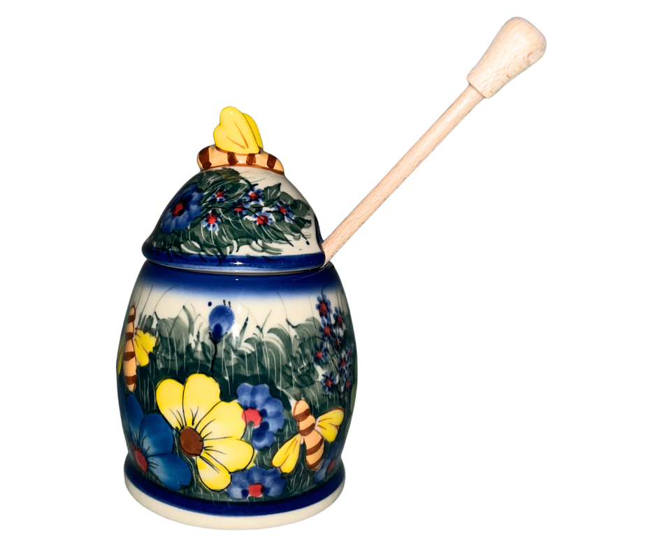 Ceramika Kalich Pattern 127 Wildflowers Polish pottery with hand-painted colorful flowers and greenery. Authentic Bolesławiec stoneware, durable, dishwasher, microwave, and oven safe.