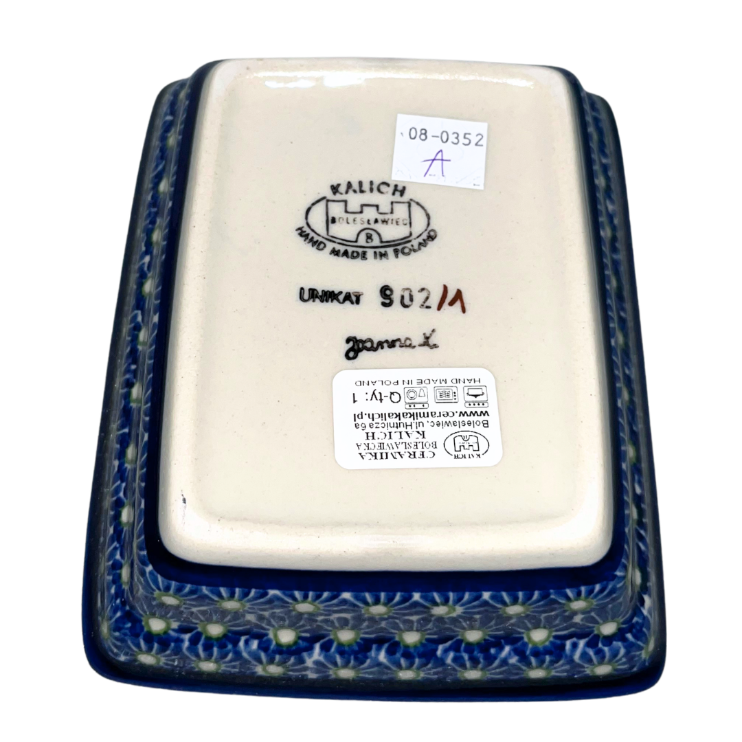 Ceramika Kalich Loving Lavender sugar bowl in pattern 902/1. Hand-painted Polish pottery with floral design, lid included, durable stoneware, dishwasher safe.