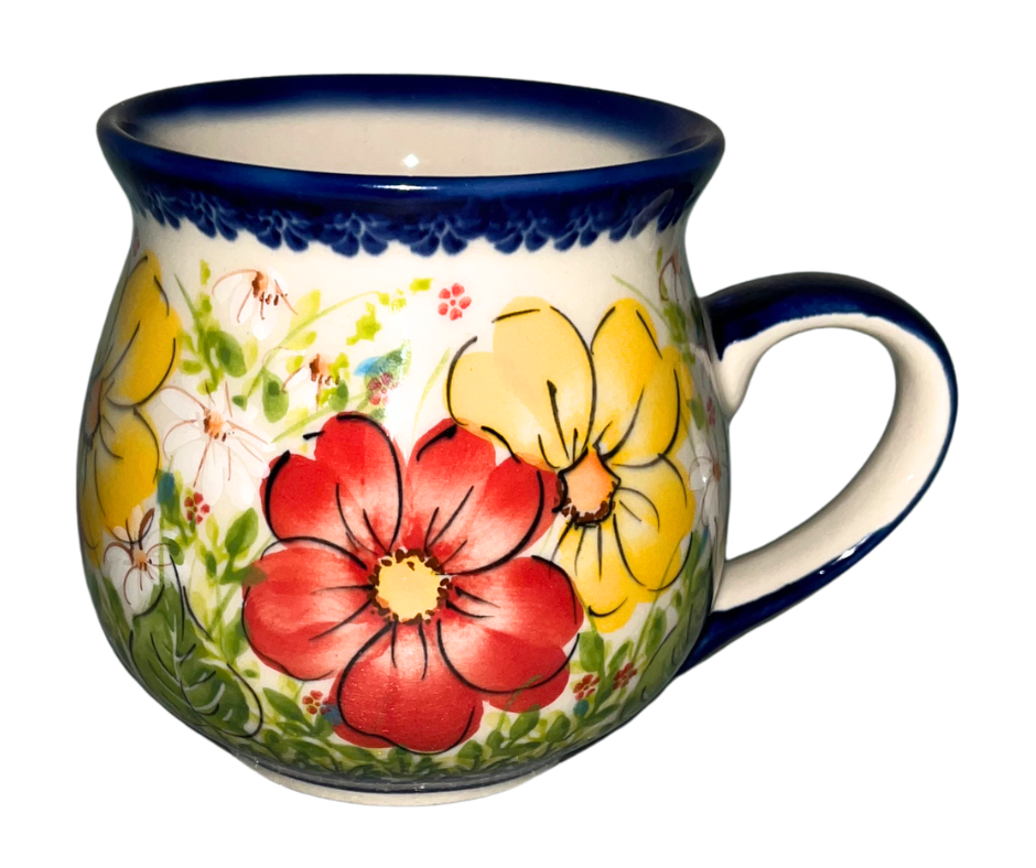 KALICH Polish Pottery 17 oz XL Bubble Mug - Wildflower Meadow