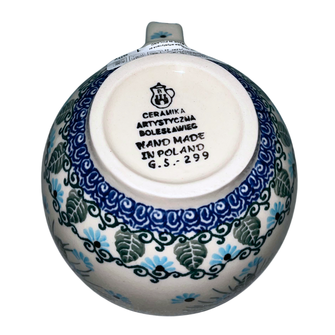 Ceramika Artystyczna pattern U4992 Polish pottery. Hand-painted blue Forget Me Not floral design on durable stoneware. Elegant, dishwasher safe, and perfect for everyday use or display.