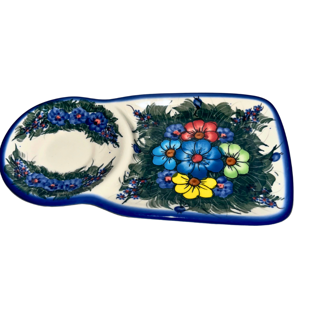Ceramika Kalich Pattern 127 Wildflowers Polish pottery with hand-painted colorful flowers and greenery. Authentic Bolesławiec stoneware, durable, dishwasher, microwave, and oven safe.