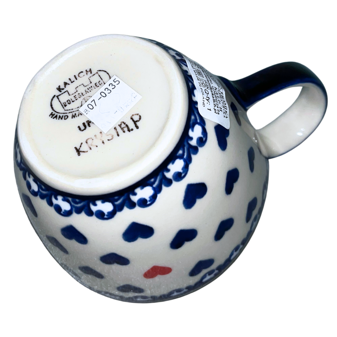 Ceramika Kalich Stars & Stripes features red, white and blue stars with patriotic heart motifs and cobalt accents. Hand-painted Polish pottery handcrafted in Poland.