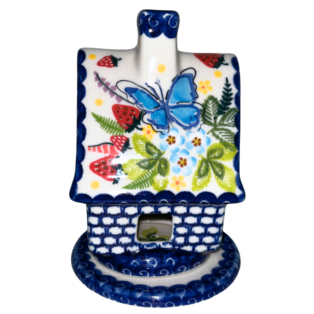 Ceramika Kalich Pattern 1085 Summer Strawberries Polish pottery with hand-painted strawberries, blossoms, and butterfly. Authentic Bolesławiec stoneware, dishwasher, microwave, and oven safe.