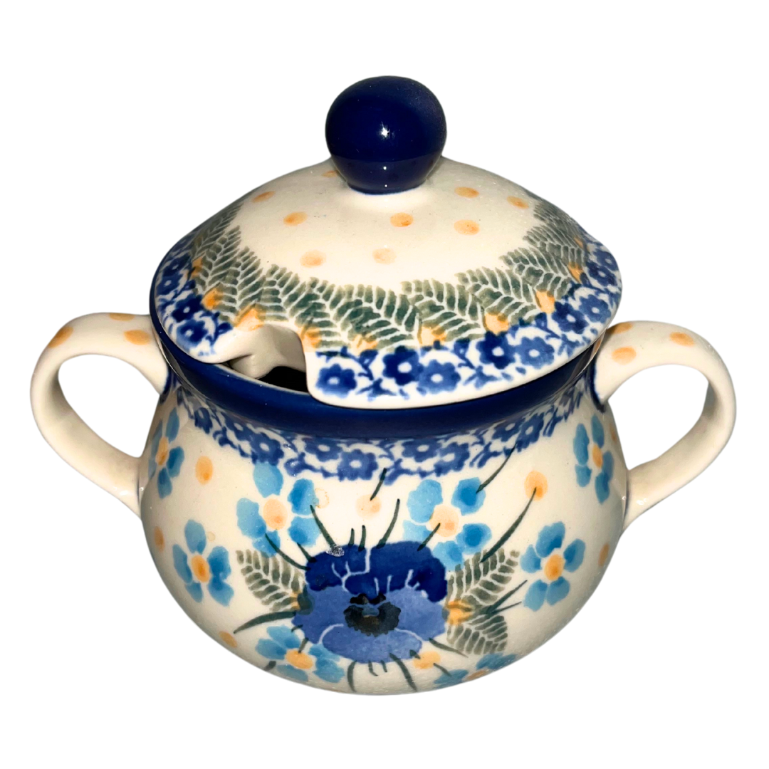 Ceramika Artystyczna POLISH POTTERY 7 oz Sugar Bowl in Pattern 2276X Blue Dreams