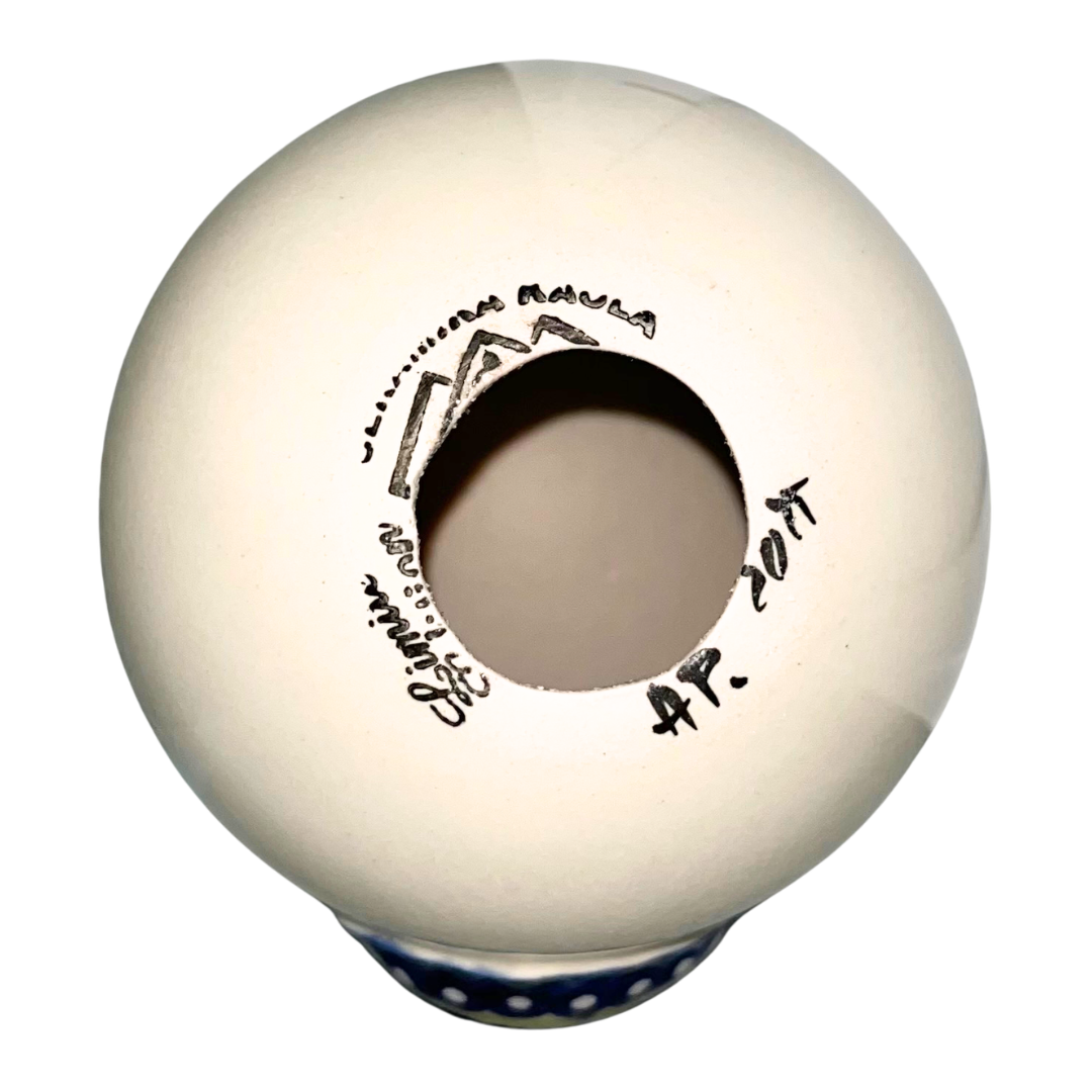 Handcrafted Kaola Studio 5" ceramic egg with apron and eggs, hand-painted, limited edition, signed A. Pachom 2025. Whimsical collectible décor.