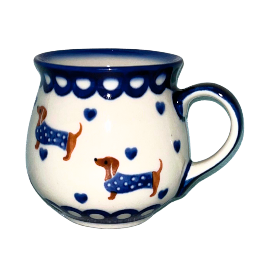 KALICH Polish Pottery 8 oz Bubble Mug 1322 Blue Dachshunds