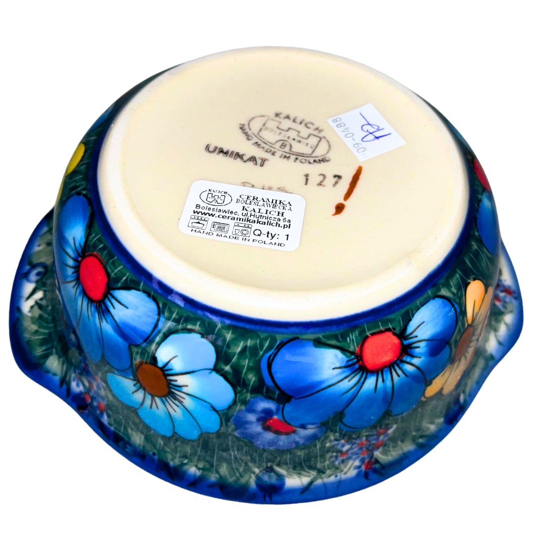 Ceramika Kalich Pattern 127 Wildflowers Polish pottery with hand-painted colorful flowers and greenery. Authentic Bolesławiec stoneware, durable, dishwasher, microwave, and oven safe.