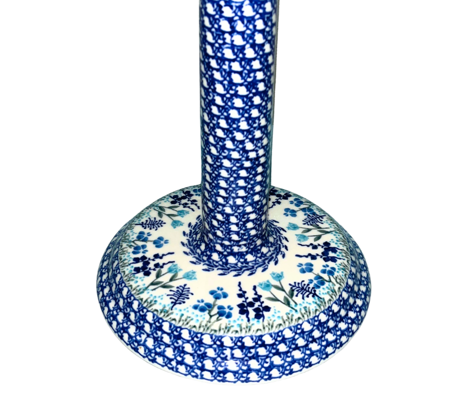 Ceramika Artystyczna Pattern 2898X Little Gems features intricate cobalt latticework with delicate blue florals. Authentic hand-painted Polish pottery from Bolesławiec.