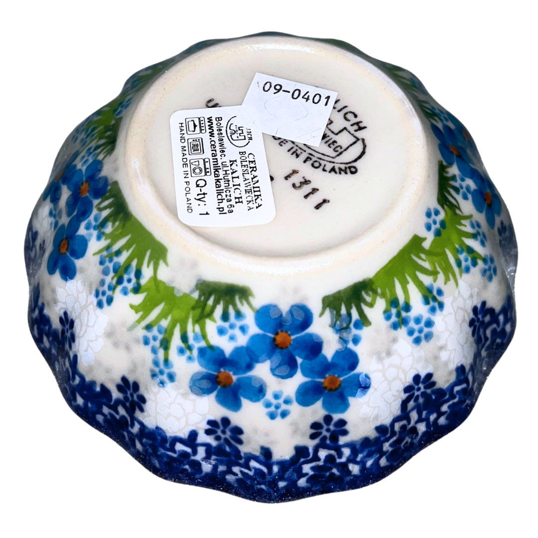 Ceramika Kalich Pattern 1311 features two horses among vibrant blue blossoms with a classic cobalt border. Hand-painted Polish pottery from Bolesławiec, Poland.