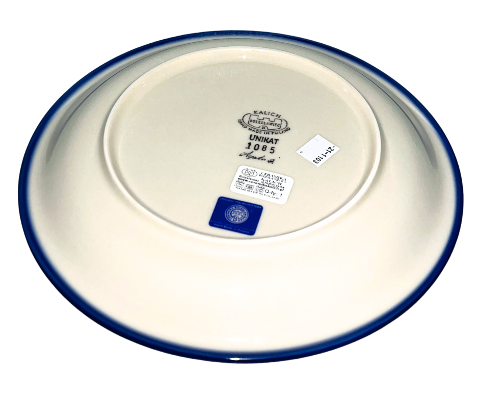 Ceramika Kalich Pattern 1085 Summer Strawberries Polish pottery with hand-painted strawberries, blossoms, and butterfly. Authentic Bolesławiec stoneware, dishwasher, microwave, and oven safe.