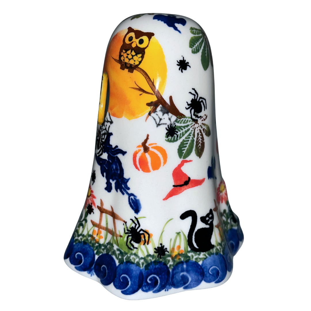 Kalich Polish Pottery Halloween Tea Light House Black Cat Witch