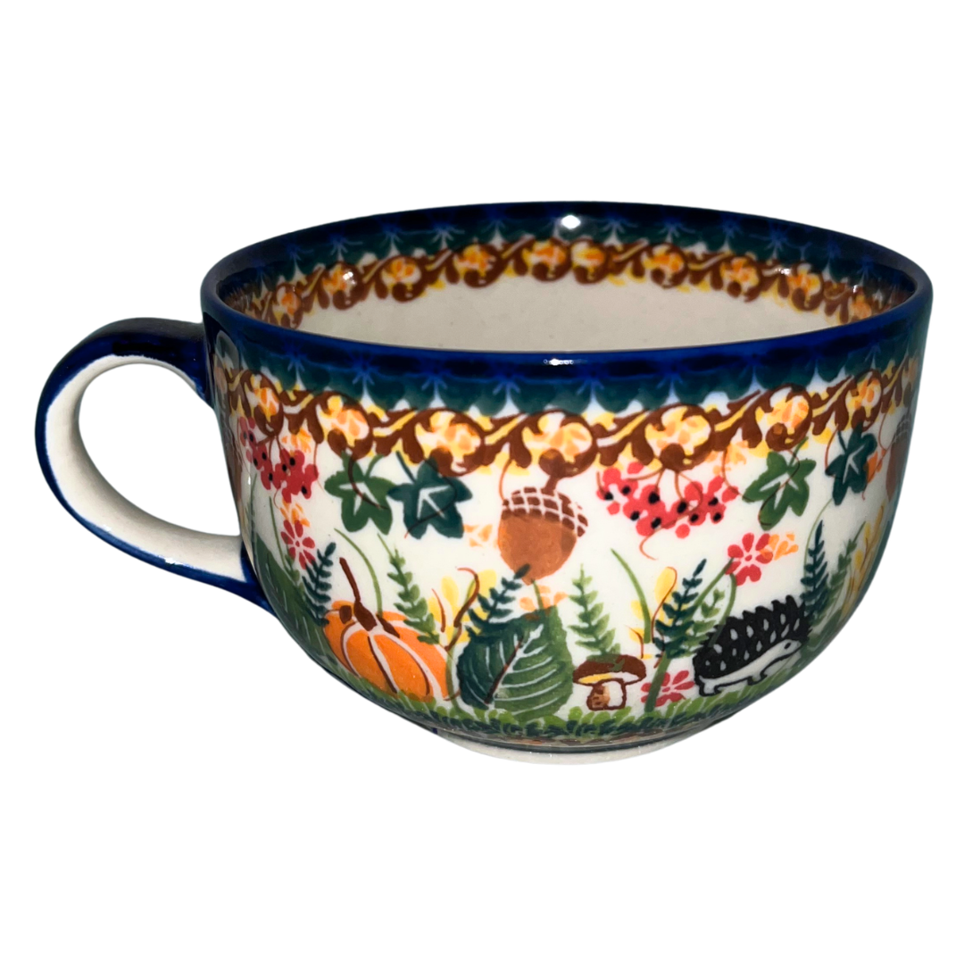 Charming Ceramika Kalich Pattern 1046 Hedgehogs and Acorns Polish pottery. Hand-painted with hedgehogs, acorns & leaves. Dishwasher, microwave & oven safe.