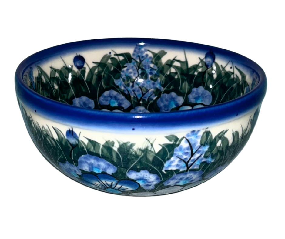 Ceramika Kalich Pattern 127/12 Wildflowers in Blue Polish pottery with hand-painted floral design. Authentic Bolesławiec stoneware, durable, dishwasher, microwave, oven safe.