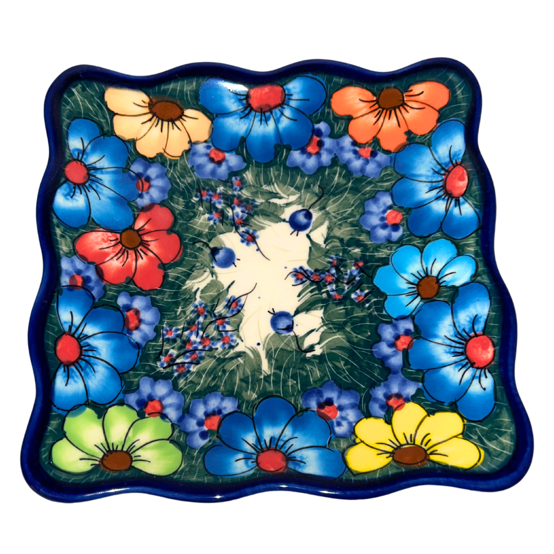 Ceramika Kalich Pattern 127 Wildflowers Polish pottery with hand-painted colorful flowers and greenery. Authentic Bolesławiec stoneware, durable, dishwasher, microwave, and oven safe.