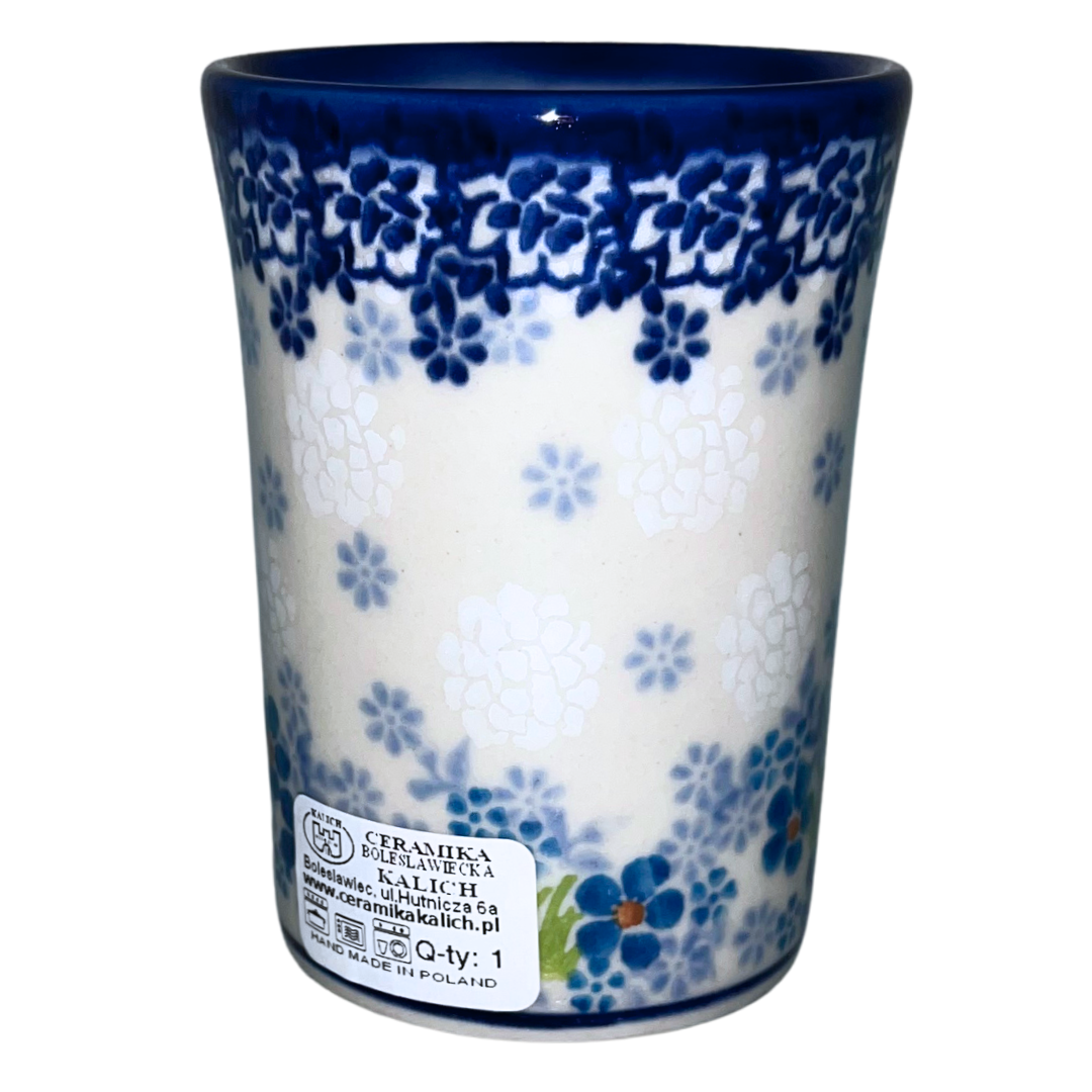 Ceramika Kalich Pattern 1311 features two horses among vibrant blue blossoms with a classic cobalt border. Hand-painted Polish pottery from Bolesławiec, Poland.