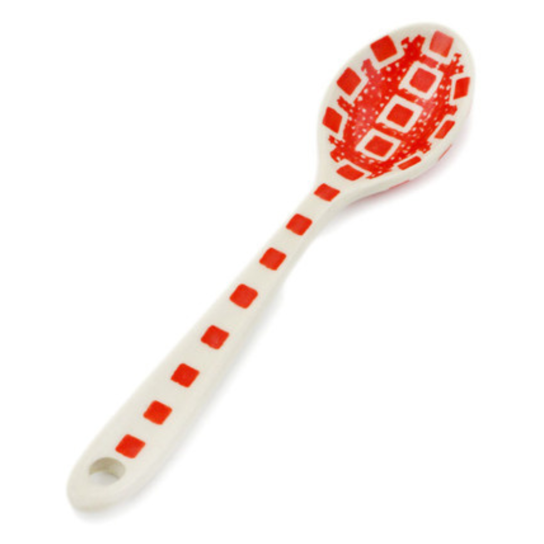 Ceramika Artystyczna 2318 Polish Pottery 5 inch Spoon Red Squares
