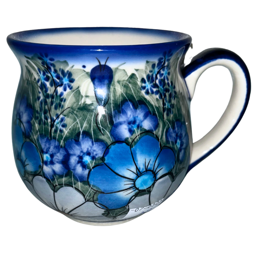 Kalich Polish Pottery 10 oz Bubble Mug 127/12 Wildflowers in Blue