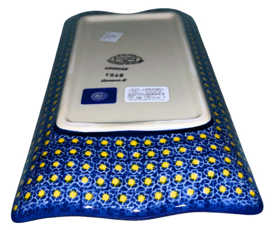 Ceramika Kalich Polish Pottery Sushi Platter Pattern 1048 Squirrels & Acorns