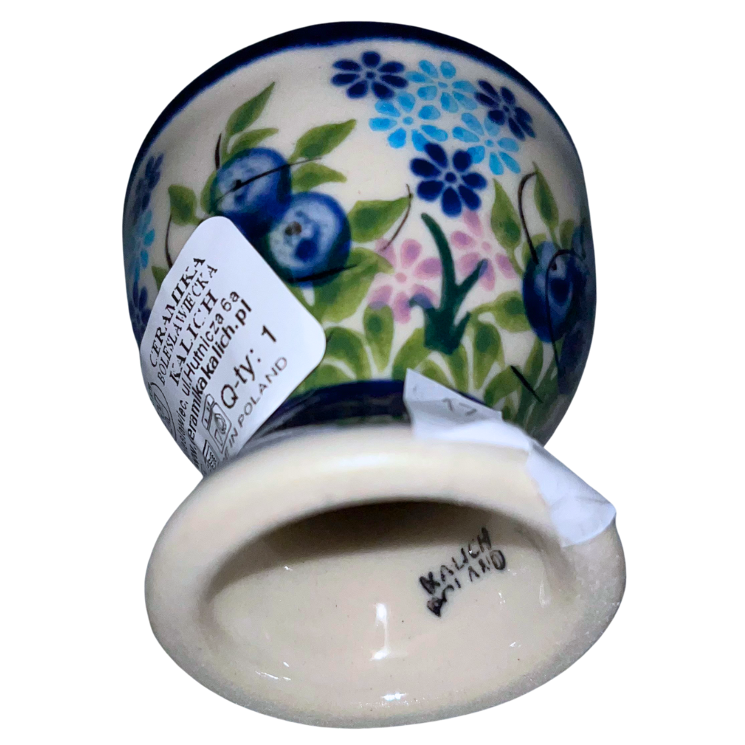 Kalich Polish Pottery Pattern 288 Blueberries, hand-painted berry and floral design with cobalt accents, Bolesławiec stoneware, durable, dishwasher and microwave safe, nature-inspired pattern.