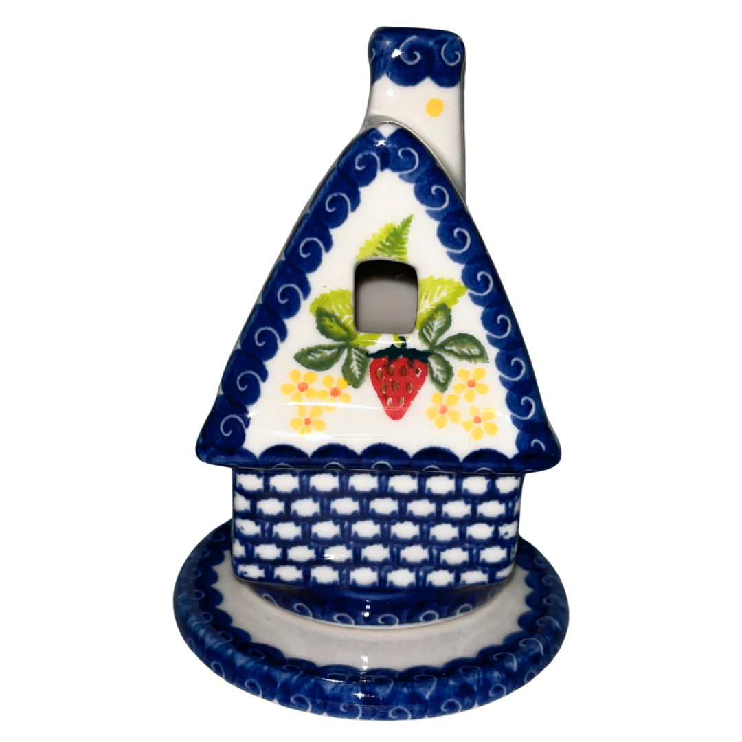 Ceramika Kalich Pattern 1085 Summer Strawberries Polish pottery with hand-painted strawberries, blossoms, and butterfly. Authentic Bolesławiec stoneware, dishwasher, microwave, and oven safe.