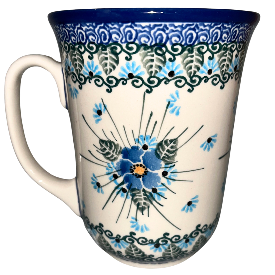 Ceramika Artystyczna POLISH POTTERY Bistro Mug oz U4992 Forget Me Not