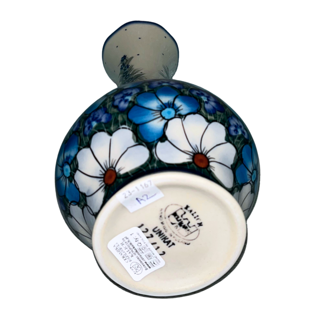 Ceramika Kalich Pattern 127/12 Wildflowers in Blue Polish pottery with hand-painted floral design. Authentic Bolesławiec stoneware, durable, dishwasher, microwave, oven safe.