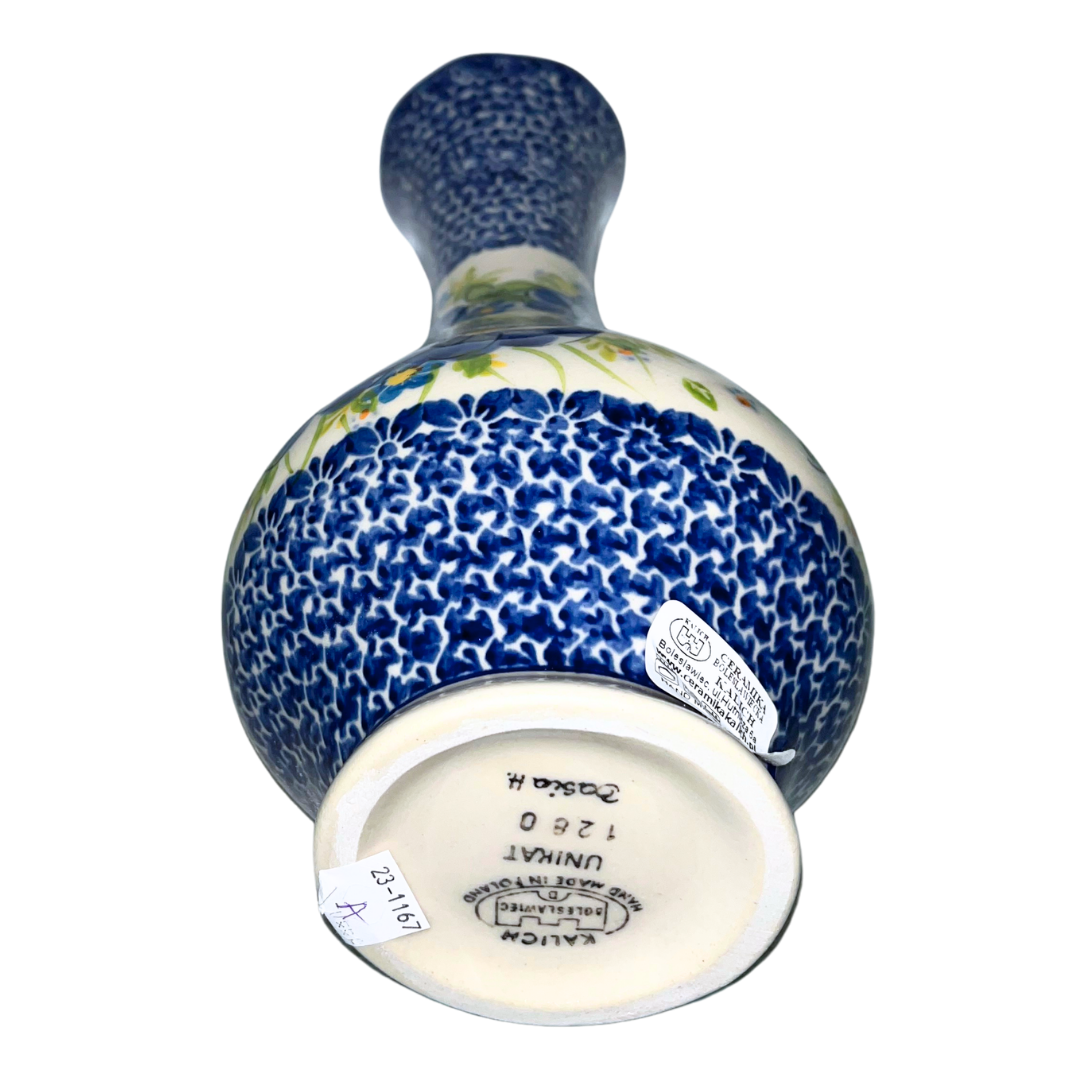 Kalich Polish Pottery 1280 pattern featuring hand-painted blue florals and cobalt accents. A timeless stoneware design perfect for décor, gifting, and everyday use.