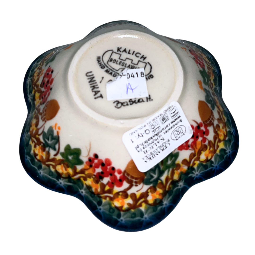 Charming Ceramika Kalich Pattern 1046 Hedgehogs and Acorns Polish pottery. Hand-painted with hedgehogs, acorns & leaves. Dishwasher, microwave & oven safe.