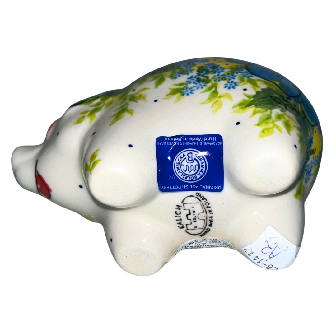 Ceramika Kalich Pattern 731 Blue Poppy Garden Polish pottery with hand-painted blue poppies and floral greenery. Authentic Bolesławiec stoneware, dishwasher, microwave, and oven safe.