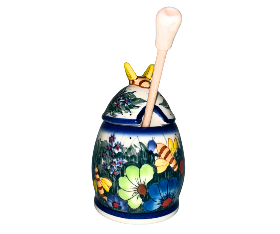 Ceramika Kalich Pattern 127 Wildflowers Polish pottery with hand-painted colorful flowers and greenery. Authentic Bolesławiec stoneware, durable, dishwasher, microwave, and oven safe.