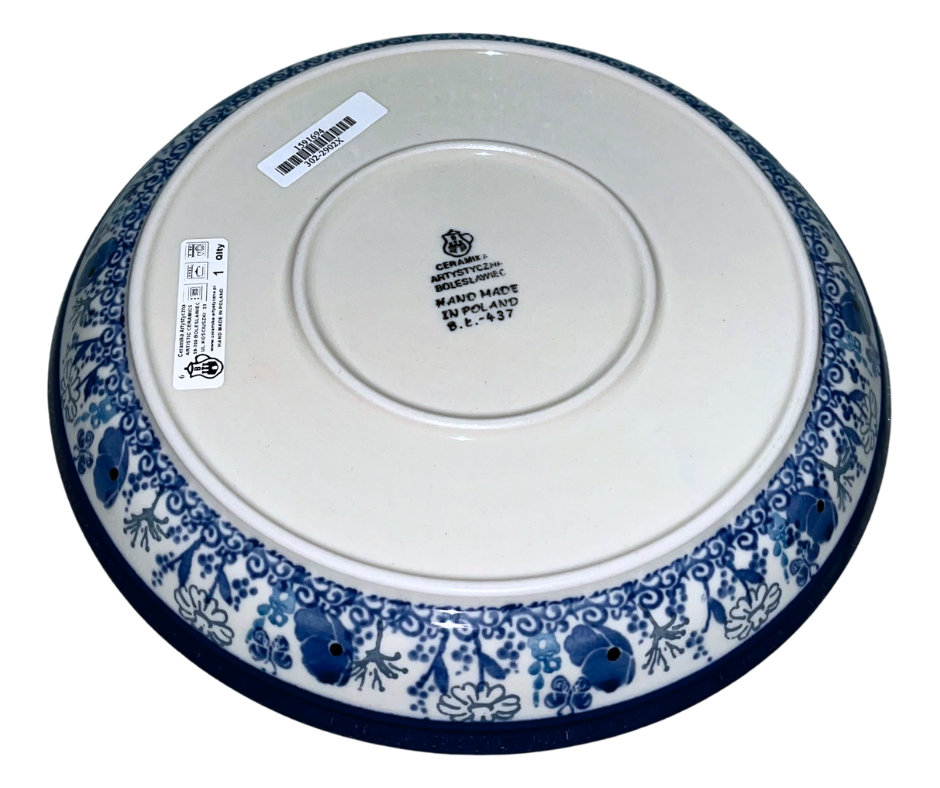 Hand-painted Polish stoneware in Pattern 2902X Evening Poppy. Deep cobalt florals with intricate scrollwork. Durable, dishwasher, microwave, oven and freezer safe.
